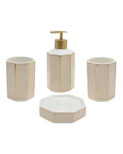 Bathroom accessory, 4 pieces, Avril, ceramic, white