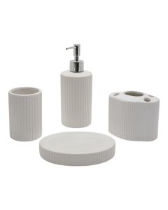 Bathroom accessory, 4 pieces, Stripes W, ceramic, white