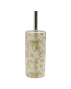 Toilet brush with holder, Floris, ceramic, white, green
