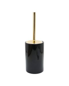 Toilet brush with holder, Ririsu B, ceramic, black, gold