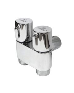 Water taps with 2 outlets, Copper, round, Chrome