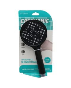 Shower head, round, plastic, black, universal