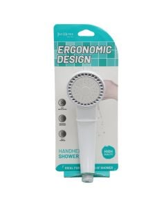Shower head, round, plastic, white, universal