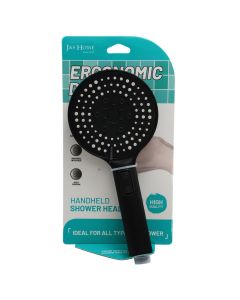 Shower head, round, plastic, black, universal