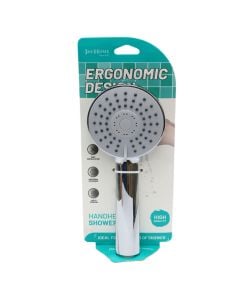 Shower head, round, plastic, silver, universal