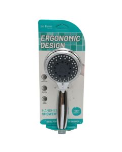 Shower head, Round, Plastic, Silver, Universal