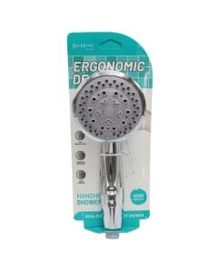 Shower head, round, plastic, silver, universal