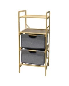 Bathroom furniture, Kaniya, Bamboo, Fabric, Natural, Grey, 2 levels, 2 drawers, 44x33x96 cm