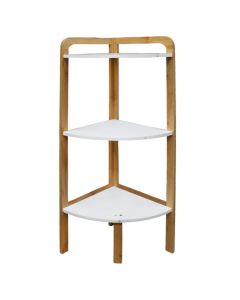 Multipurpose shelf, Miki, Bamboo, MDF, Natural, White, 3 levels, 29.5x29.5x85 cm