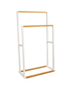 Towel holder, Mito, Bamboo, MDF, Natural, White, 2 holders