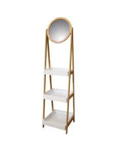 Multipurpose shelf, Nanao, Bamboo, MDF, Natural, White, 3 levels, 38.5x8.5x79.5 cm