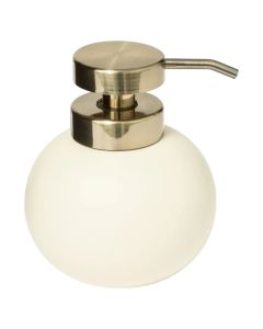 Soap dispenser 5FIVE "Ivoire Duo" in polyresin color beige, gold, Dimensions : H 13 cm x Ø 11.5 cm