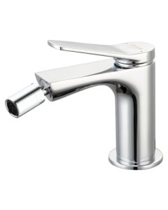 Bidet mixer, ''Sound'', bronze material, silver color, chrome finish, Klik-Klak drain, height, H: 12.4 cm