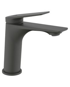 Basin mixer, ''Dynamic'', bronze material, dark gray color, matte finish, Click-clack drain, height, H: 16.9 cm