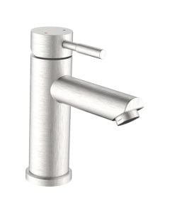 Basin mixer, ''Antea'', inox 304 material, silver color, brushed metal finish, click-clack drain, height, H: 17 cm