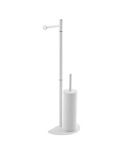 Toilet brush with toilet paper holder in inox white color. Dimensions, H : 76 cm, L : 26 cm, P : 16 cm.