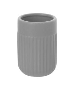 Toothbrush holder ''Nevada'' in ceramic grey color. Dimensions, H : 11 cm, Ø : 7 cm