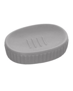 Soap holder ''Nevada'' in ceramic grey color. Dimensions, H : 3 cm, L : 12 cm, D : 8.3 cm