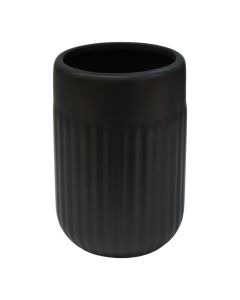 Toothbrush holder ''Nevada'' in ceramic black color. Dimensions, H : 11 cm, Ø : 7 cm