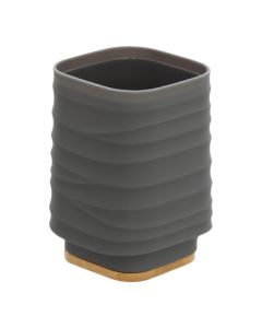 Toothbrush holder ''Alabama'' in ABS grey color. Dimensions, H : 11 cm, W : 7.5 cm, D : 7.5 cm