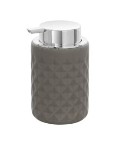 Soap dispenser ''Texas'' in ceramic grey color. Dimensions, H : 14 cm, Ø : 8 cm