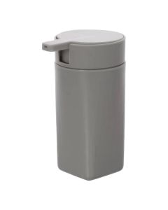 Soap dispenser ''Denver'' in plastic grey color. Dimensions, H : 14.5 cm, W : 5.5 cm, D : 5.5 cm
