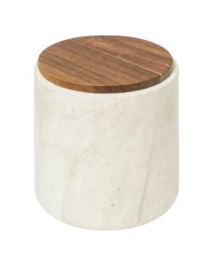 Cotton holder ''Come'' in matte beige polyresin material. Dimensions, H: 11 cm, ⌀: 10 cm.