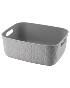 Multifunctional basket ''Softex'', plastic, grey. Dimensions : H 14.3 cm x L 37.9 cm x W 29.2 cm, 12.5 l