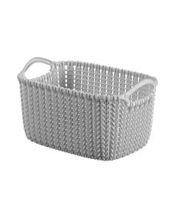 Multifunctional basket ''Knit'', plastic, grey. Dimensions : H 14 cm x L 25 cm x W 18 cm, 3 l