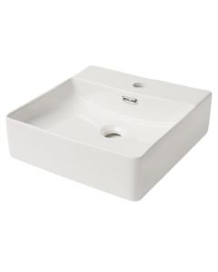 Square basin, cabinet mounted, porcelain, white, 42x42xH12,5 cm