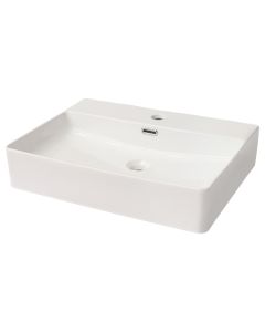 Square basin, cabinet mounted, porcelain, white, 60x42xH14 cm