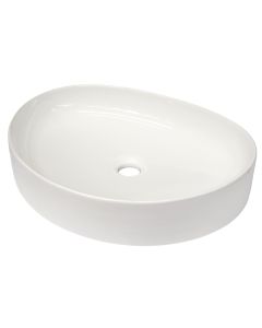 Oval basin, cabinet mounted, porcelain, white, 50x38xH12 cm