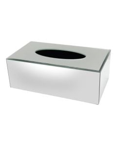 Tissue holder, resin and glass, grey, 24x14xH9 cm