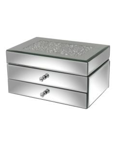 Storage box, resin and glass, grey