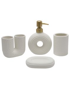 Bathroom accessory set, ceramic, white