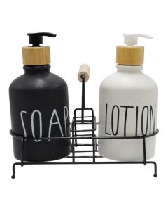 Soap dispenser, ceramic, white/ black, 18xH19 cm