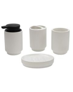 Bathroom accessory set, ceramic, white/ black
