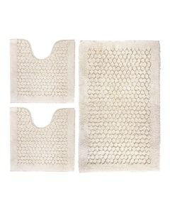 Bath mat, Melissa, set 3 pieces, rectangular, cotton, beige, 50x80 cm; 50x53 cm (x2)