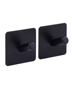 Adhesive hooks, "Stiky", stainless steel, black, 2 pc, 4.5x3.5xH4.5 cm