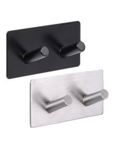 Adhesive hooks, "Stiky", stainless steel, black, 9x3.5xH4.5 cm