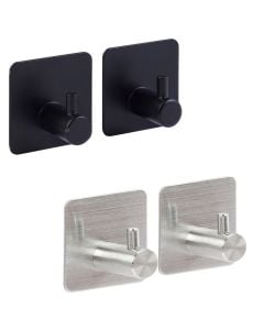 Adhesive hooks, "Stiky", stainless steel, black, 2 pc, 4.5x2.8xH4.5 cm