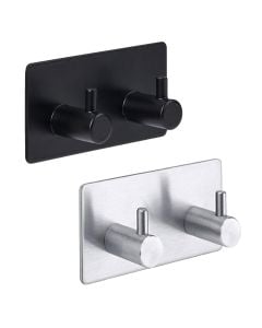 Adhesive hooks, "Stiky", stainless steel, black, 9x2.8xH4.5 cm