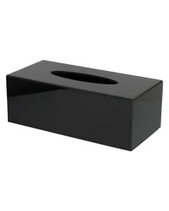 Tissue holder, resin and glass, black, 24x14xH9 cm