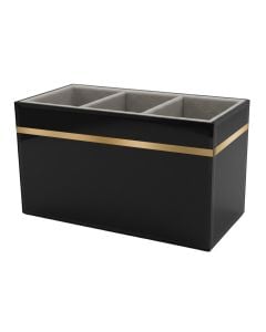 Storage box, resin and glass, black, 17x10xH8 cm
