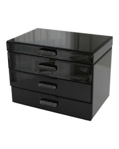 Storage box,resin and glass,black, 24x16xH18 cm