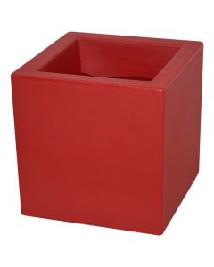 Square flower pot, CUBO ESSENTIAL, plastic, dark red, 60x60xH60 cm