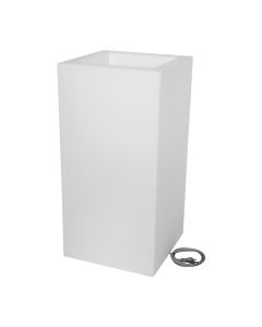 Square flower pot with light, LUCE OUTDOOR, plastic, neutral, 40x40xH34.5 cm