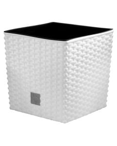 Square flower pot, RATO LOW, plastic, white, 20x20xH20.2 cm