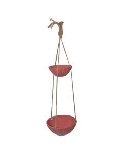 Flower pot set of 2 pieces, ceramic, red, Ø19 xH8 cm; Ø26.5 xH10 cm