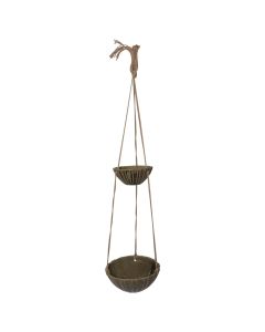 Flower pot set of 2 pieces, ceramic, brown, Ø19 xH8 cm; Ø26.5 xH10 cm